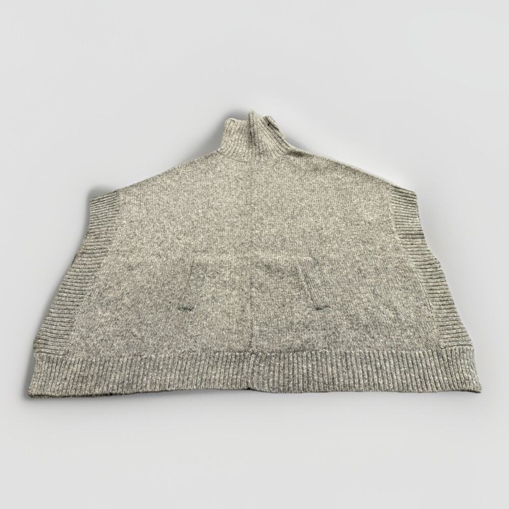 J CREW Womens Gray Poncho Relaxed Turtleneck Sweater Wool Alpaca Oversized XS